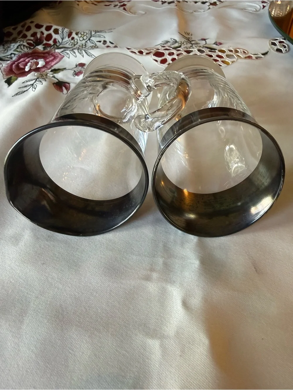 Dorothy Thorpe MCM Platinum Sterling Silver Band Sugar/Creamer.